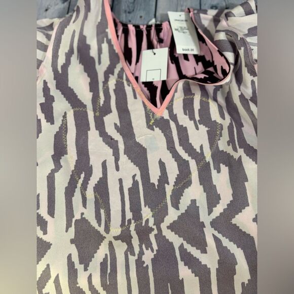 Rhode Tabitha Pink Purple Pixilated Zebra Print Hearts Applique Mini Dress S - Picture 12 of 15